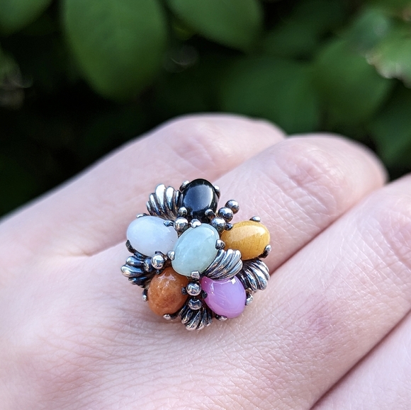 Jewelry - Vintage sterling silver 925 gemstone cluster ring